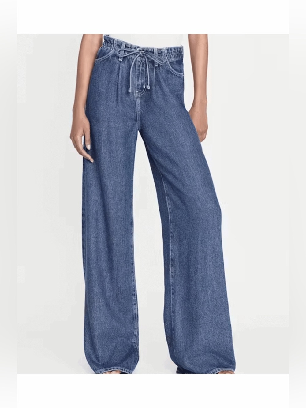 Frame Super Drape Drawstring Wide Leg in color Ghost